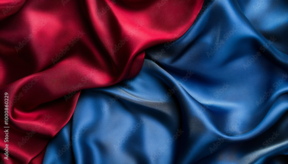 Close-up of flowing, luxurious silk fabric in rich colors like deep red or royal blue, creating a smooth and elegant texture Close-up of flowing, luxurious silk fabric in rich colors like deep red or royal blue, creating a smooth and elegant texture