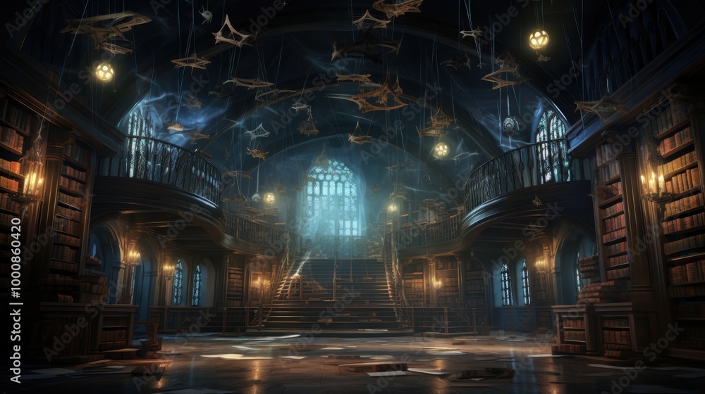 Fototapeta premium An Abandoned Library with a Mysterious Past