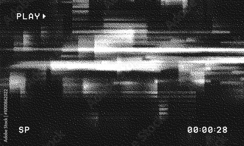 Glitch background. VHS grunge texture. Retro video backdrop. Abstract pixel noise effect. Vector illustration.
