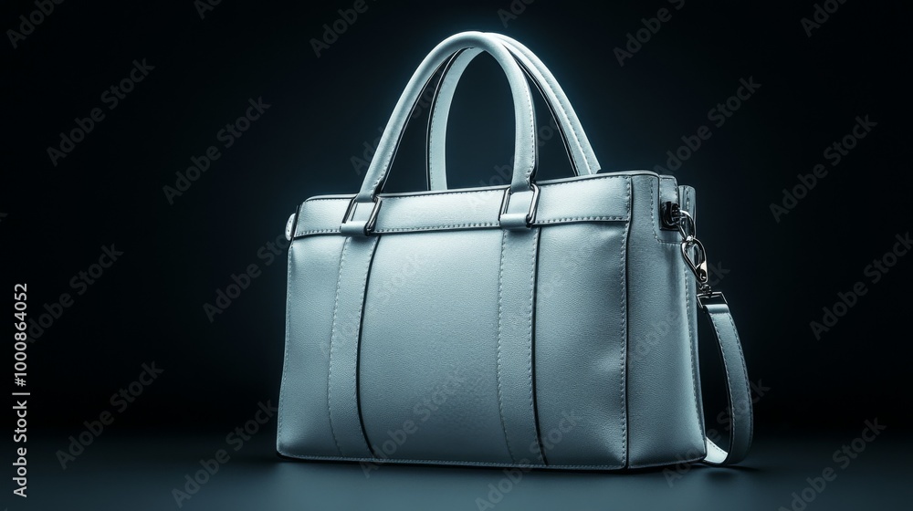 White luxury leather handbag. High class fashion item, emphasizing clean design and sophistication. Leather texture details. White luxury leather handbag. High class fashion item, emphasizing clean design and sophistication. Leather texture details.