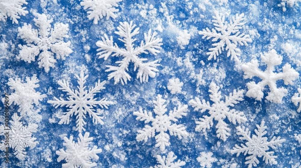 A blue background with snowflakes on it A blue background with snowflakes on it