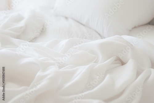 Soft White Bedding in Natural Light - white blankets on top of a white bed