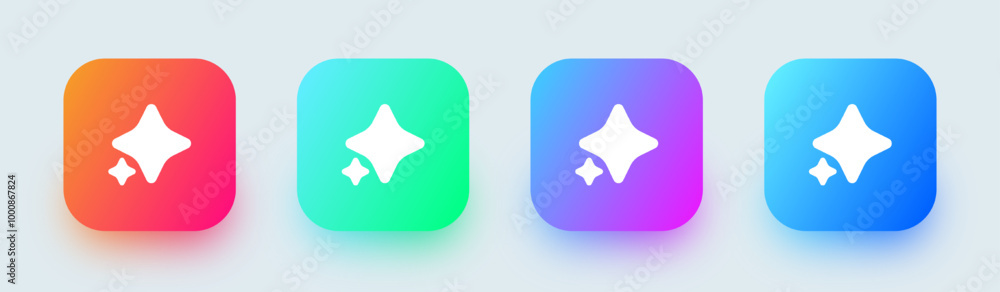 Sparkle solid icon in square gradient colors. Magic signs vector illustration.