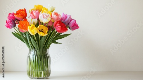 Wallpaper Mural Spring flowers in full bloom, beautifully arranged in a vase, set against a simple background with room for text Torontodigital.ca