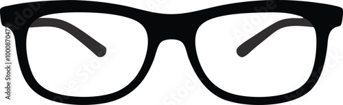 Black eyeglasses frame icon in minimal style with thick borders and smooth curves