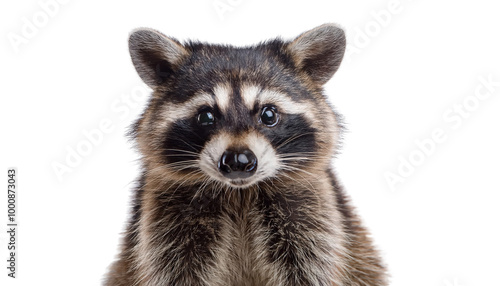 Raccoon, white isolate background transparent photo