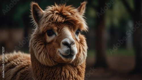 alpaca over a blurry background