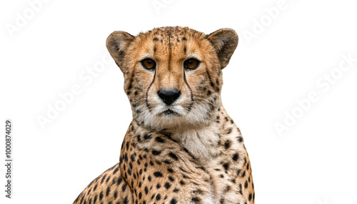 Cheetah portrait, white isolate background transparent photo