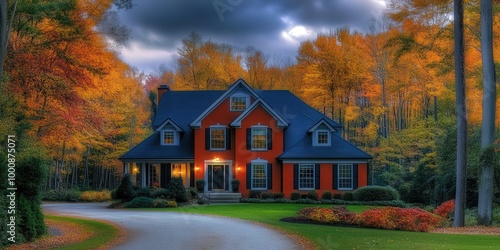 Charming Red Brick House with Black Shutters Charm