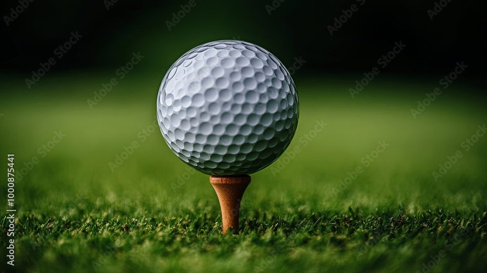 A white golf ball sits perfectly centered on a wooden tee, ready to be struck and sent soaring through the air. A white golf ball sits perfectly centered on a wooden tee, ready to be struck and sent soaring through the air.