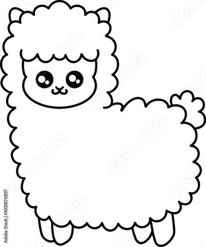 Cute Alpaca Line Art