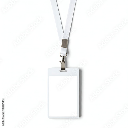 Hanging blank id card mockup isolated on white background