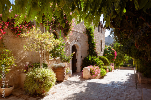 View of the picturesque neighborhood of Yemin Moshe in Jerusalem, Israel. photo