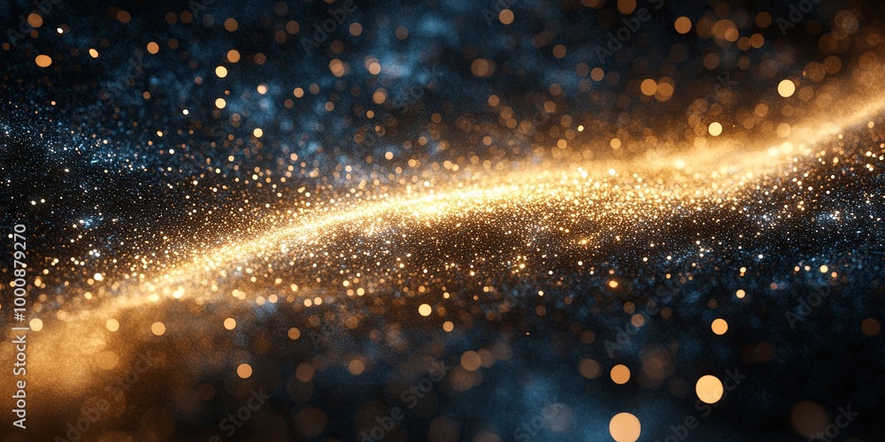 Abstract Background with Golden Sparkles and Blue Dust Abstract Background with Golden Sparkles and Blue Dust