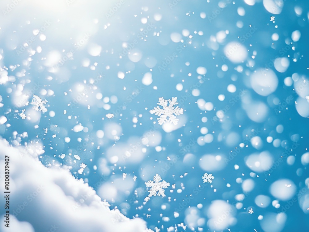 Snow Flakes Falling Sunny Day Snow Flakes Falling Sunny Day