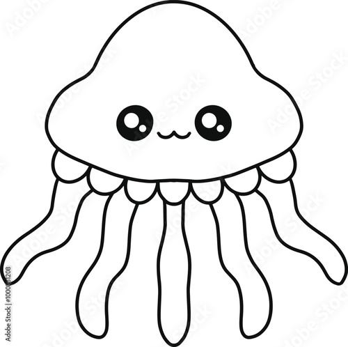 Cute Jellyfish Line Art
