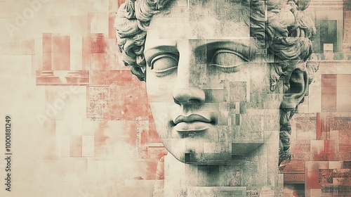 Wallpaper Mural A vintage illustration of a man's face with a grunge effect and a geometric background. Torontodigital.ca