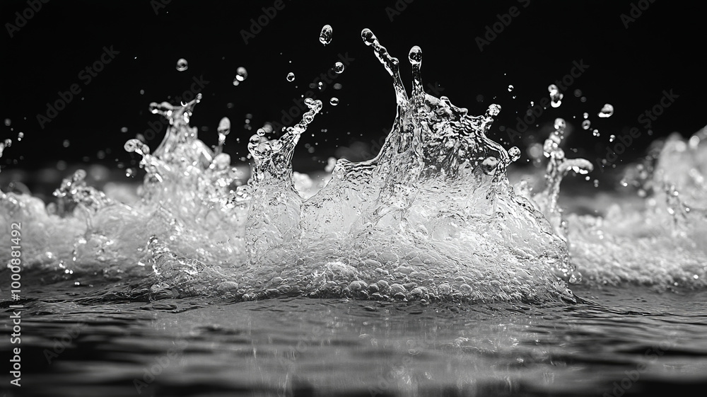 Liquid monochrome splashes water Liquid monochrome splashes water