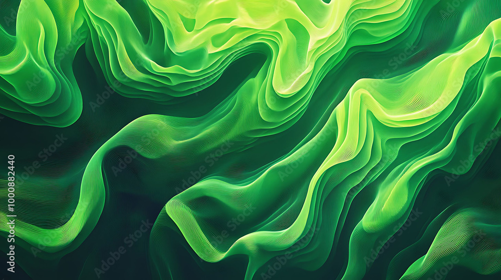 Abstract green and yellow wavy pattern. Abstract green and yellow wavy pattern.