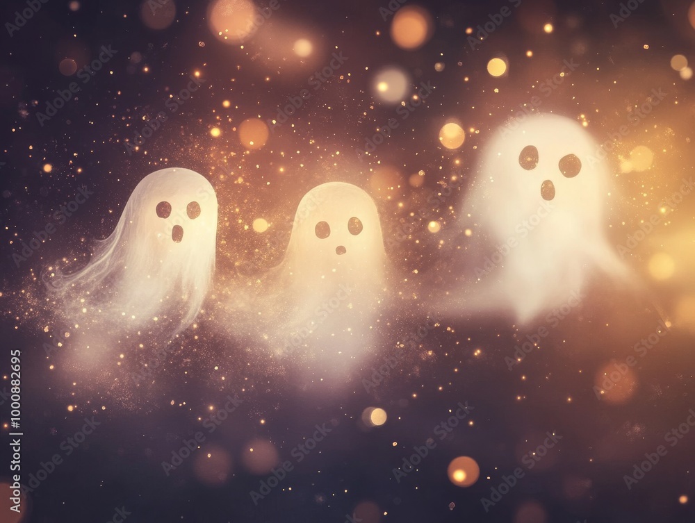 2408 57.A spooky Halloween illustration with a blurred, foggy background and soft bokeh lights, setting a mysterious tone. The design has a ghostly atmosphere, with the soft focus creating an 2408 57.A spooky Halloween illustration with a blurred, foggy background and soft bokeh lights, setting a mysterious tone. The design has a ghostly atmosphere, with the soft focus creating an