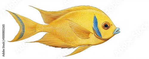 A detailed drawing of a lemonpeel angelfish photo