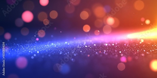 A shimmering expanse of glitter sparkles under a colorful array of bokeh lights, creating a vibrant and festive backdrop for any project.