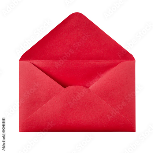 open empty red envelope,  isolated background