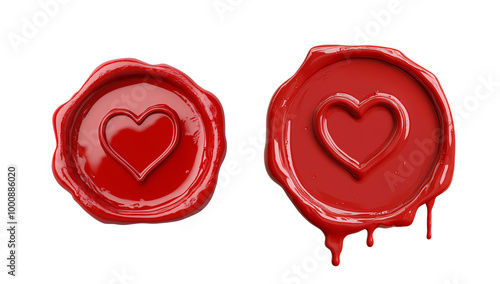 Heart shape wax seals, isolated background photo