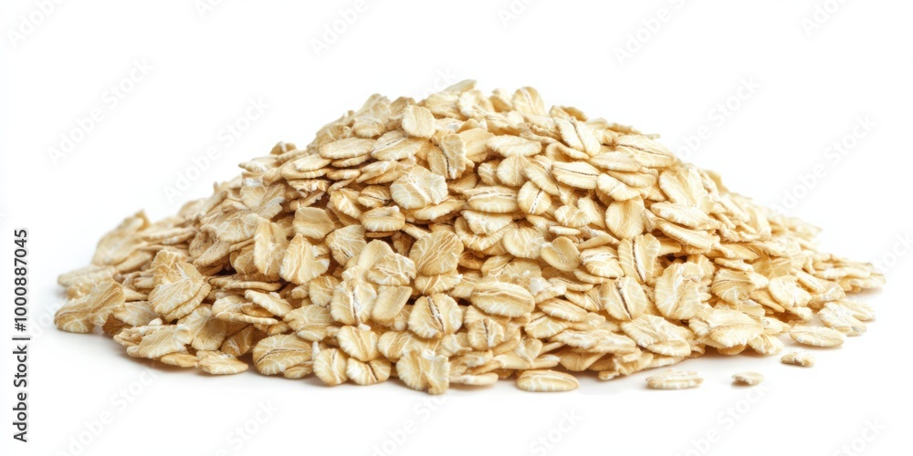 Oatmeal Isolated. Healthy Food Concept of Oat Seed Flake on White Background Oatmeal Isolated. Healthy Food Concept of Oat Seed Flake on White Background