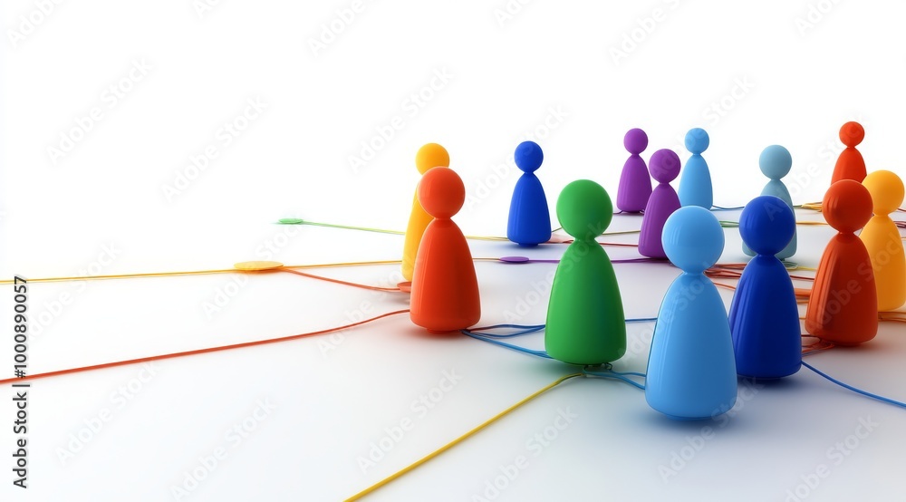 Obraz premium Colorful People Connected By Lines