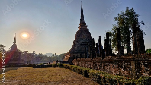 Big pagoda old city in sukhothai historical park thailand. photo