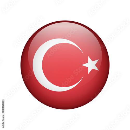 National flag of Turkey isolated on white. Vector illustration