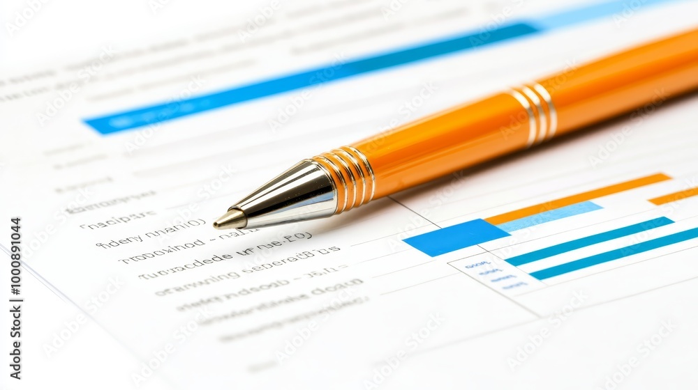 Pen on Paper with Bar Chart, Visual Representation of Data Analysis and Reporting Pen on Paper with Bar Chart, Visual Representation of Data Analysis and Reporting