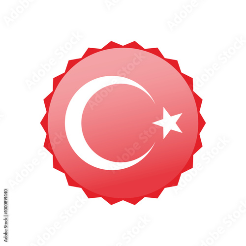 National flag of Turkey isolated on white. Vector illustration