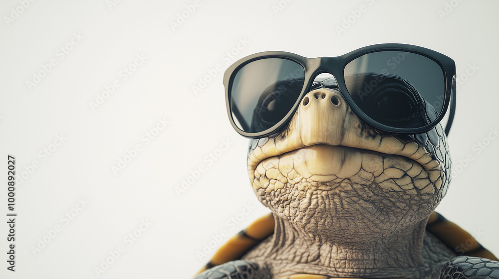 A funny turtle wearing sunglasses, looking stylish and confident against a neutral background A funny turtle wearing sunglasses, looking stylish and confident against a neutral background
