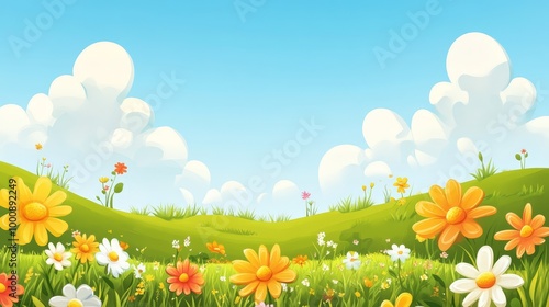 Tapestry of Spring, Blooming Flowers and Breathtaking Cloudscape Paint Picture of Tranquility