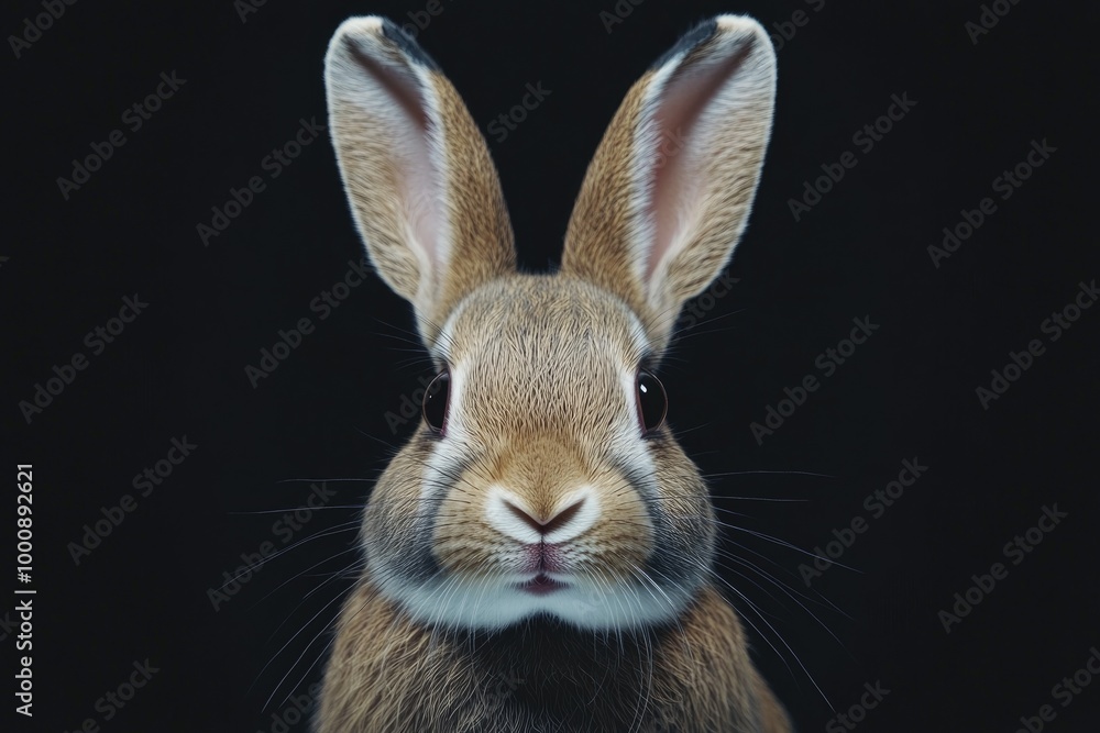Obraz premium a close up photo of rabbit on black background