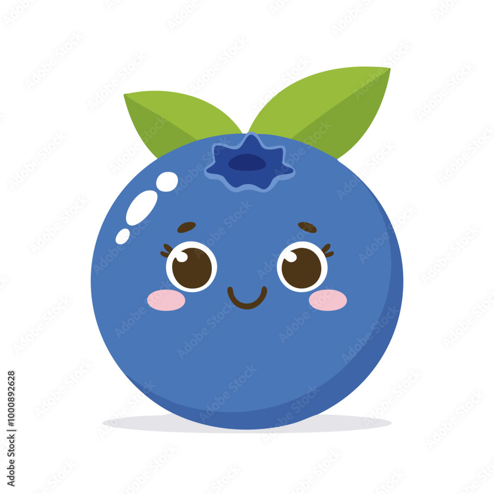 Obraz premium Blueberry Cute Cartoon Fruit Fresh Animation Kawaii Healthy Character 