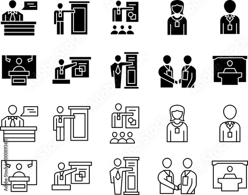 Exhibitors icon set