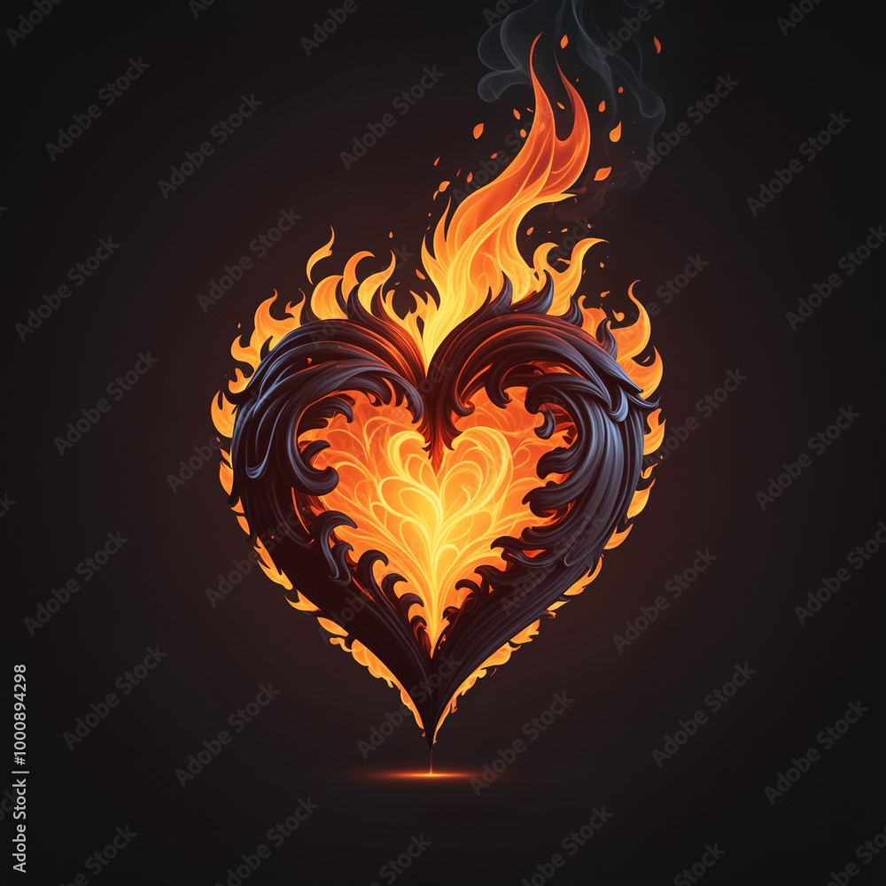 flame forming a heart shape flame forming a heart shape