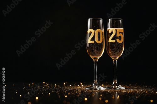 champagne glasses new year 2025 invitation