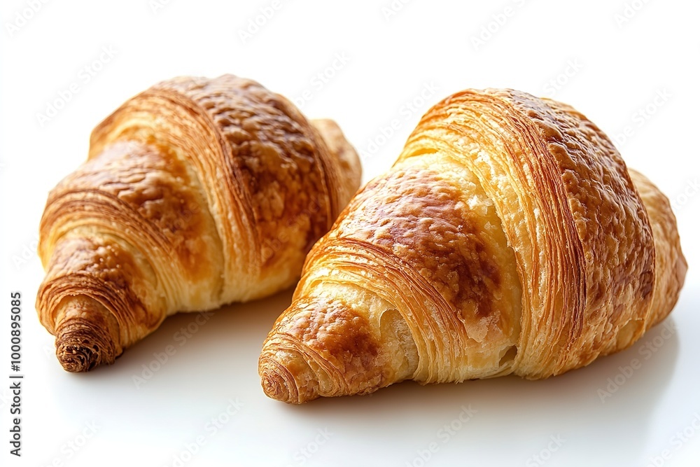 Isolated fresh croissant against a white backdrop. Generative Ai Isolated fresh croissant against a white backdrop. Generative Ai