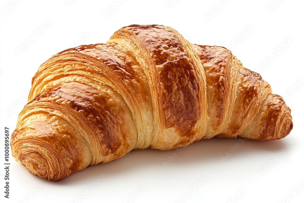 Isolated fresh croissant against a white backdrop. Generative Ai Isolated fresh croissant against a white backdrop. Generative Ai