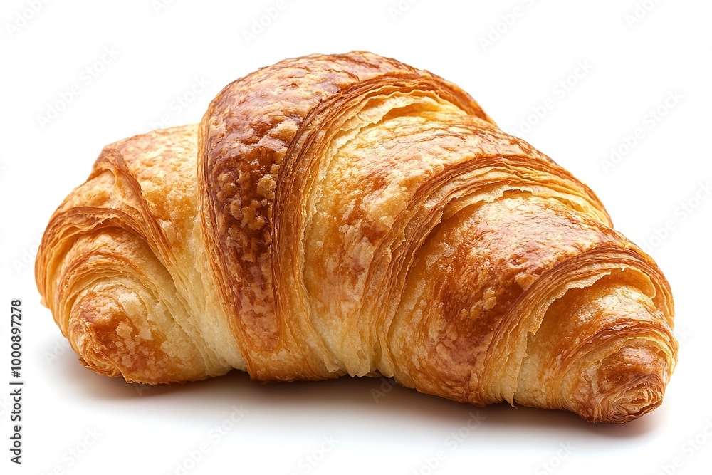 Isolated fresh croissant against a white backdrop. Generative Ai Isolated fresh croissant against a white backdrop. Generative Ai