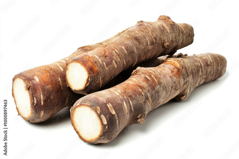 Cassava isolated on white background - generative ai Cassava isolated on white background - generative ai