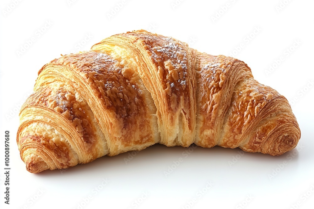 Isolated fresh croissant against a white backdrop. Generative Ai Isolated fresh croissant against a white backdrop. Generative Ai