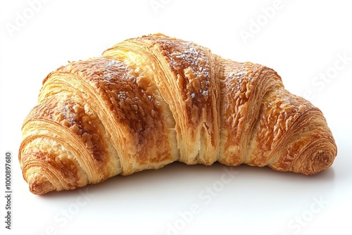 Isolated fresh croissant against a white backdrop. Generative Ai