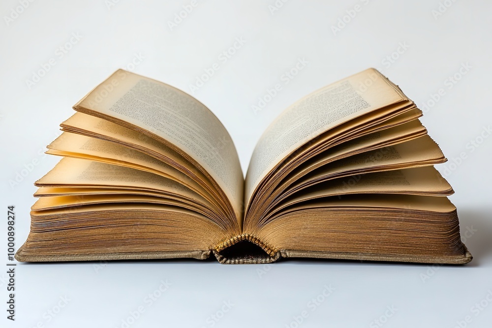 Obraz premium Isolated open book on a white backdrop. Generative Ai
