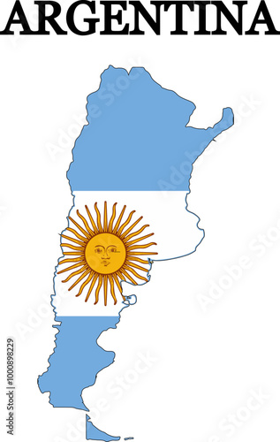  Argentina. Flag map. Print on T-shirt, cup, etc.
