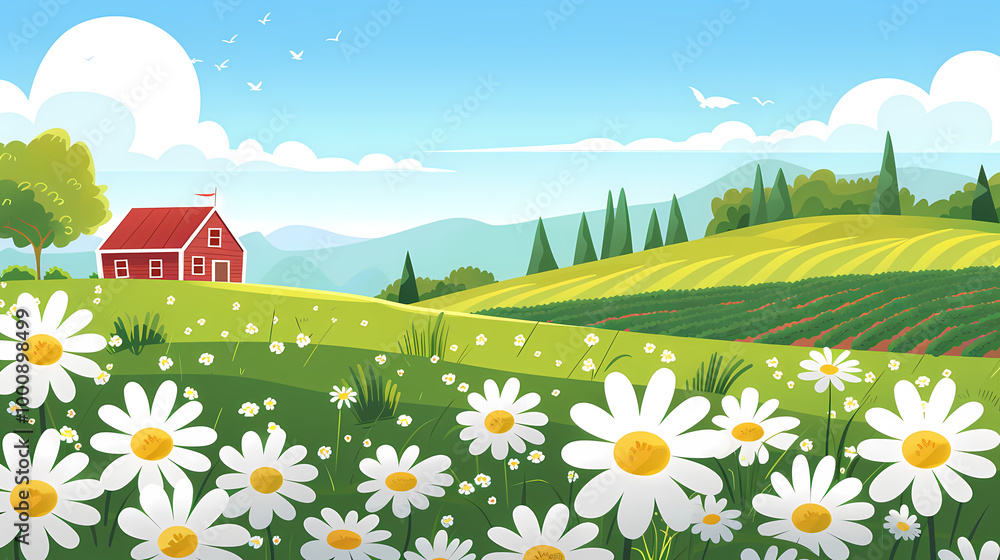 Fototapeta premium landscape with a village